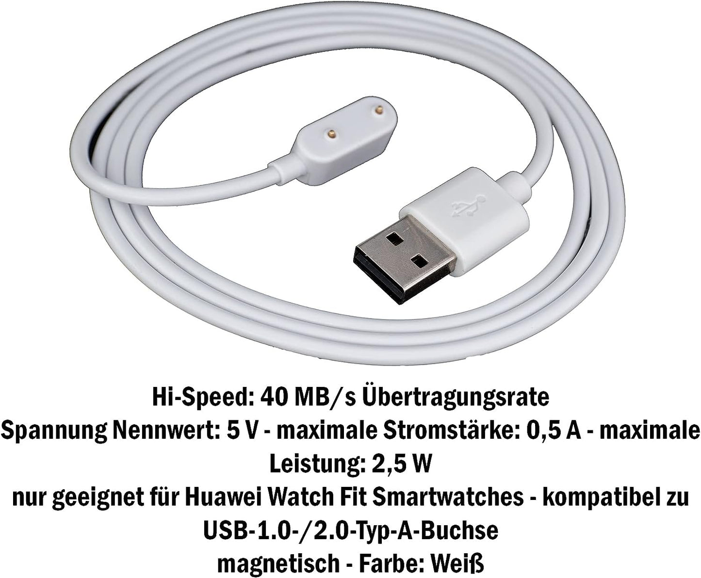 SYSTEM-S USB 2.0 Kabel in Weiß Ladekabel für Huawei Watch Fit Smartwatch