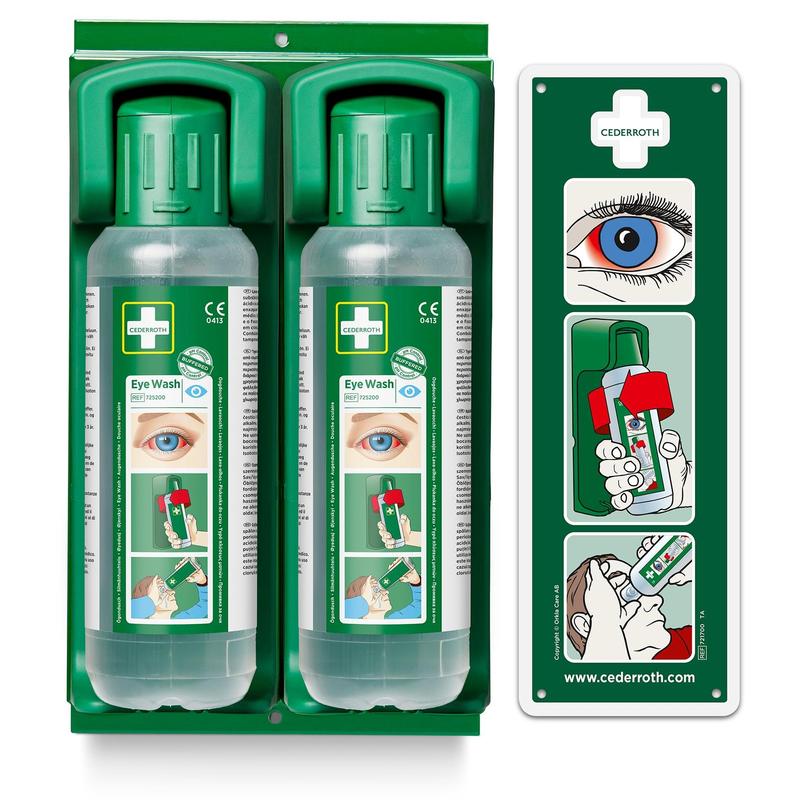 Wandhalterung (für 2 augenduschen 500 ml) ein nachleuchtendes hinweisschild ist im lieferumfang enthalten | Packung (1 Stück)