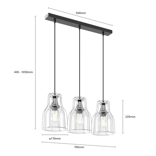 B-grade Euluna pendant light Aria, dining room lamp, three-light E