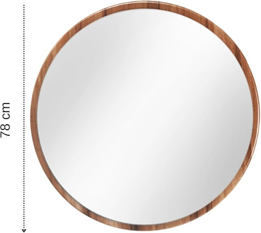 B-flokks Gozos Obejo veggspegill, kringlóttur tréspegill, 78x78x3 cm, nútímalegur