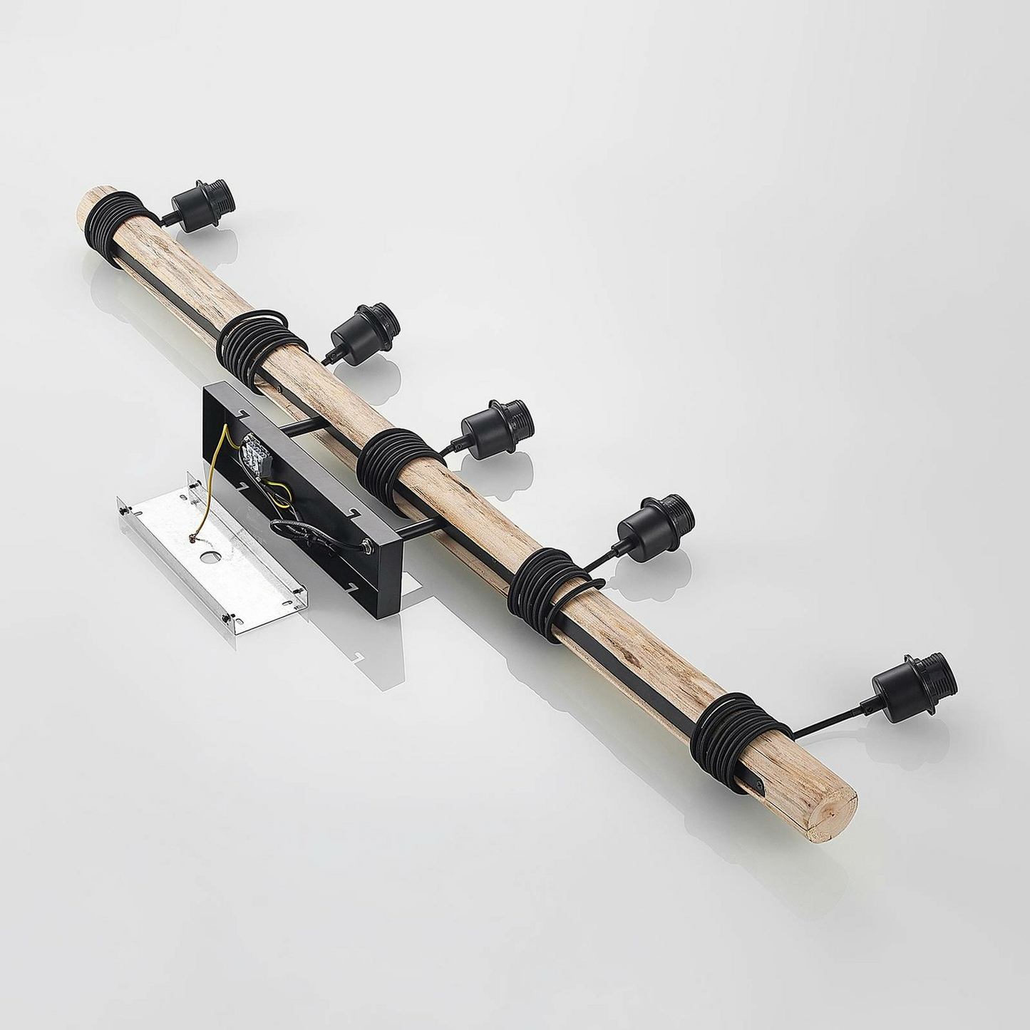 Lindby Amilia hengiljós, hengilampi, lampi, 5 flöskur. E27, viður, járn, litríkur, 143