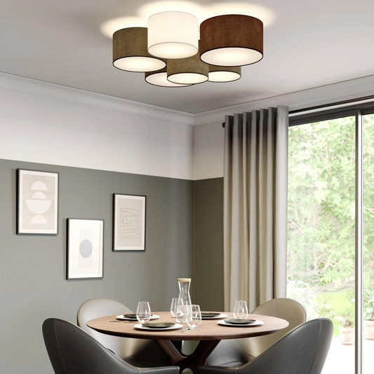 B-grade Lindby Laurenz ceiling lamp, 6-light, E27, grey/brown