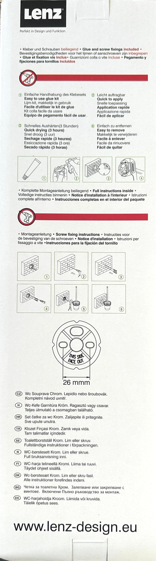 LENZ „SIENA“ WC-Bürstenset (Schrauben, chrom)