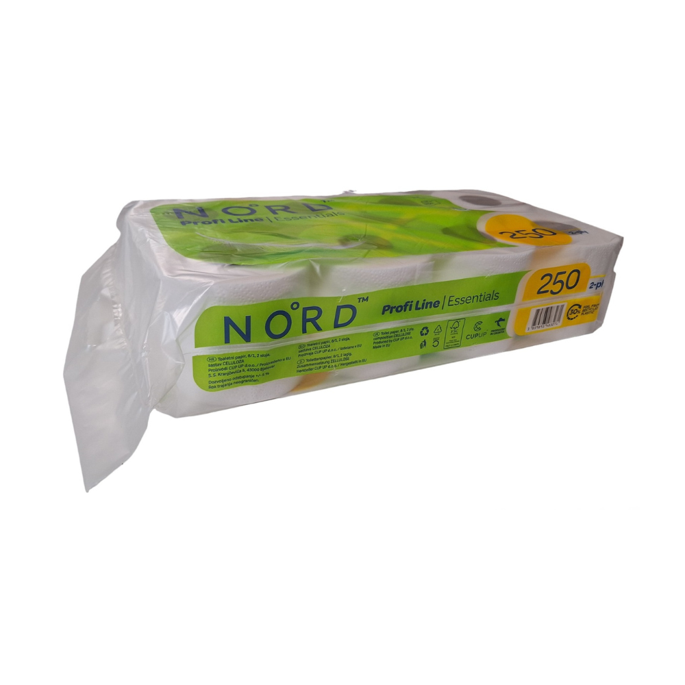Toilettenpapier, 2-lagig, 250 Blatt, 8 Rollen | Karton (8 Packungen)