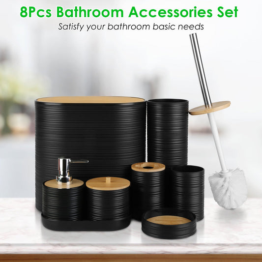 5 Colors Options -- Set Of 8Pcs Bathroom Accessories