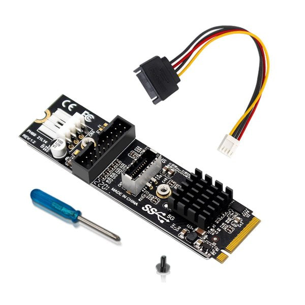 SYSTEM-S NVME snúra 20 cm M-lykill NGFF karlkyns í USB 3.1 & 2.0 framhliðartengi af gerðinni E kvenkyns