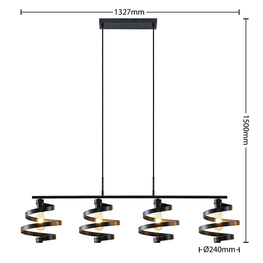 B-grade Lindby Colten pendant light, ceiling lamp, 4 lights, black