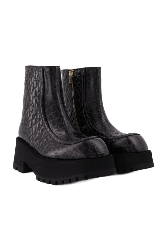 Stiefeletten mit Reißverschluss aus schwarzem Leder