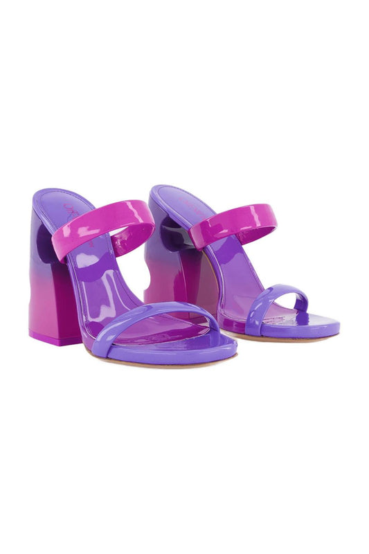 Bulky Slides - Off White - Fuschia/Purple - Patent Leather