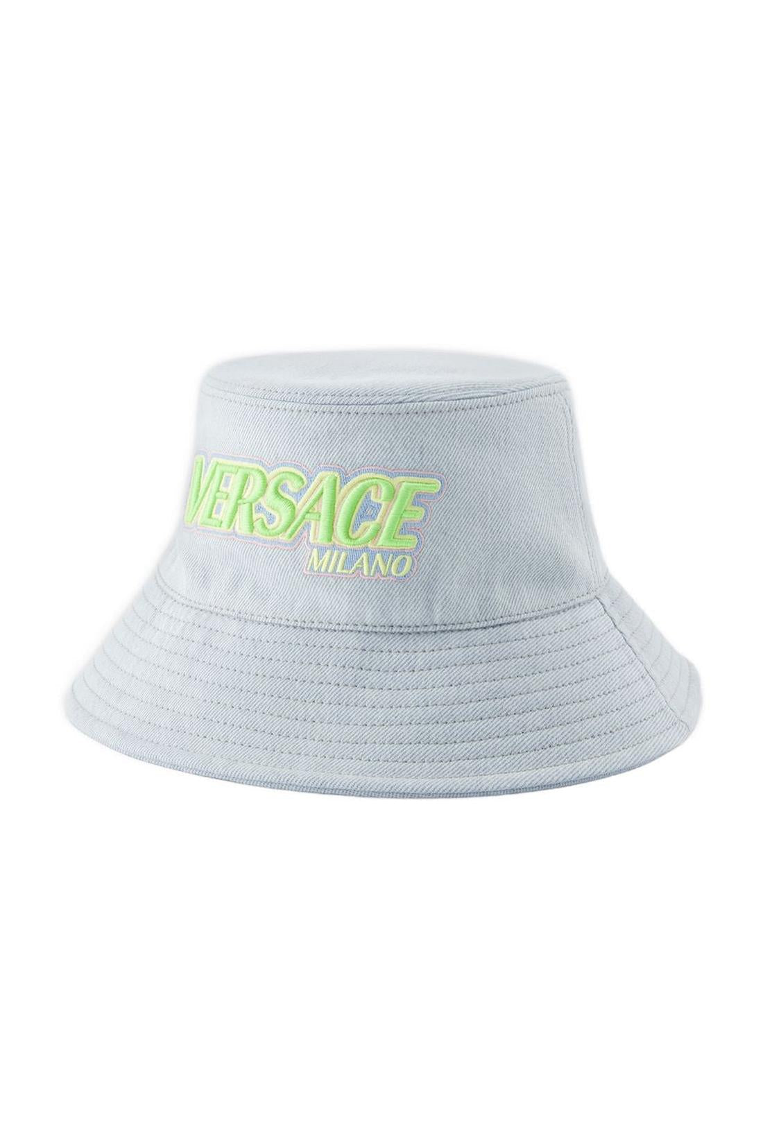 Bob mit gesticktem Logo - Versace - Baumwolle - Blau