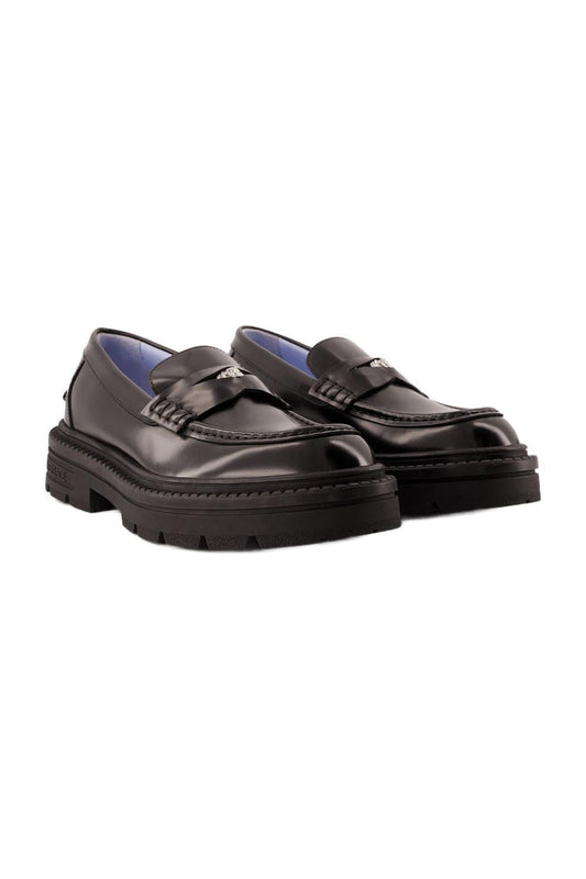 Flache Schuhe Loafers Calf Leather - Versace - Leder - Schwarz