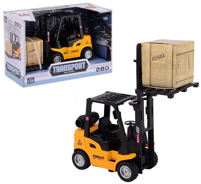 Die-Cast Gabelstapler in Fensterbox 11x18 cm