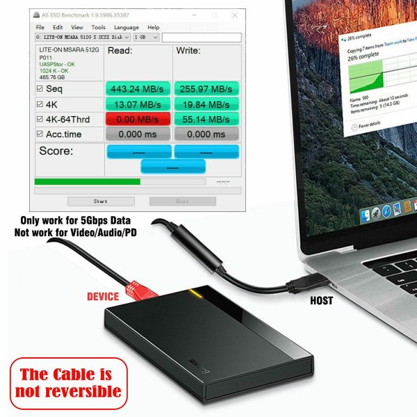 SYSTEM-S USB 3.1 einhliða snúra 8 m Tegund C karlkyns í karlkyns endurtekning í svörtu