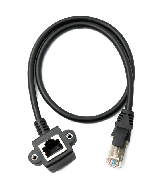 SYSTEM-S LAN snúra 60 cm 8P8C tengi í RJ45 tengi með skrúfuhorni, svört
