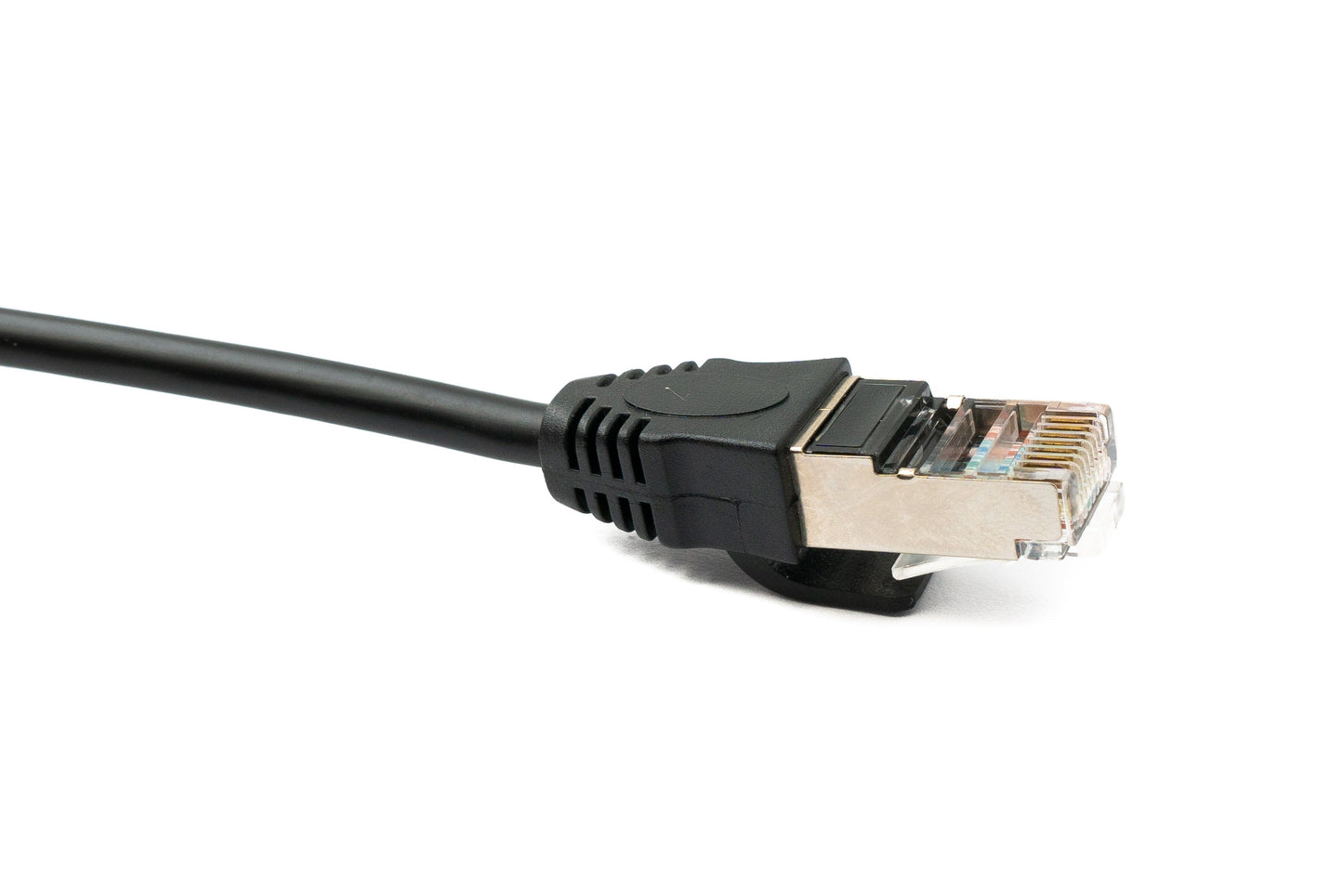 SYSTEM-S LAN snúra 60 cm 8P8C tengi í RJ45 tengi með skrúfuhorni, svört