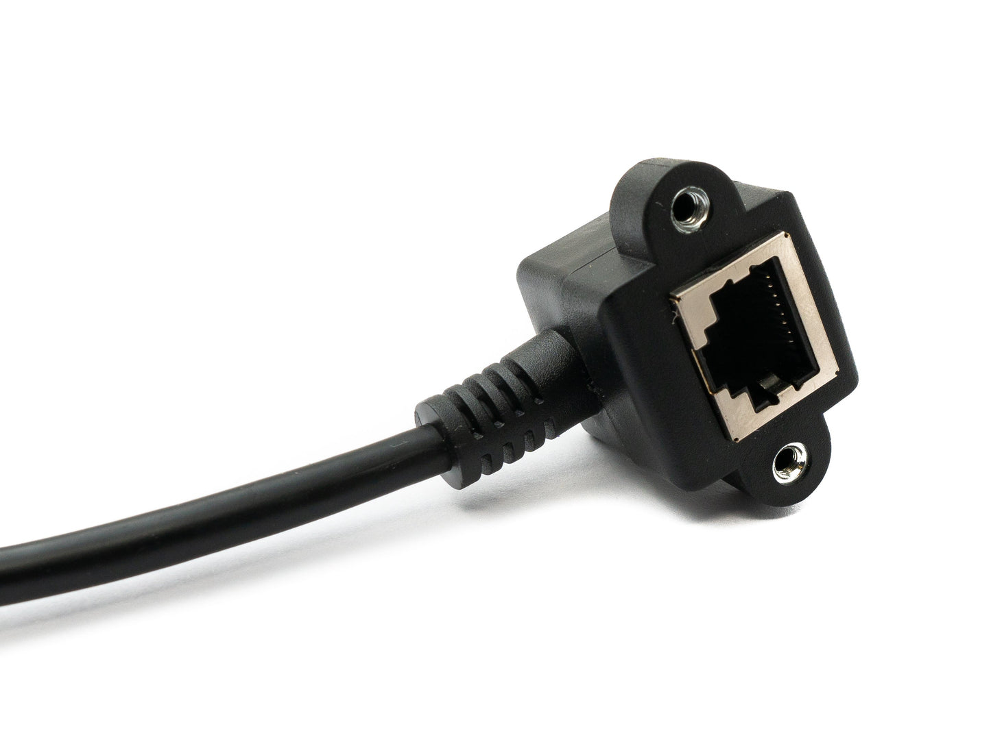 SYSTEM-S LAN snúra 60 cm 8P8C tengi í RJ45 tengi með skrúfuhorni, svört