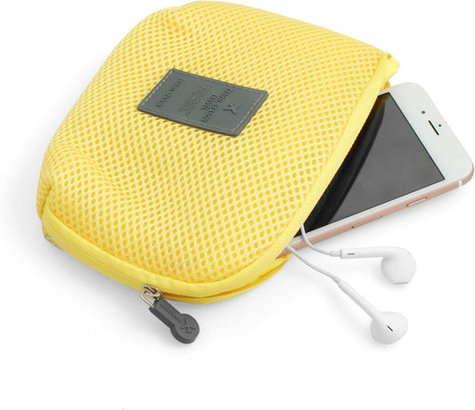 System-S Universal Protective Bag for Headphones Charging Cables and Smartphones Case Cover Protective Storage Bag in Yellow