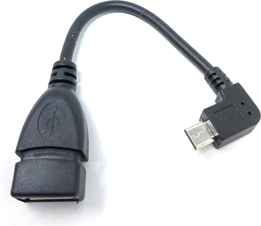 SYSTEM-S USB OTG millistykki fyrir á ferðinni Micro USB 90 gráðu rétthyrndur 90° horntengi í USB 2.0 Type A hýsingarsnúra