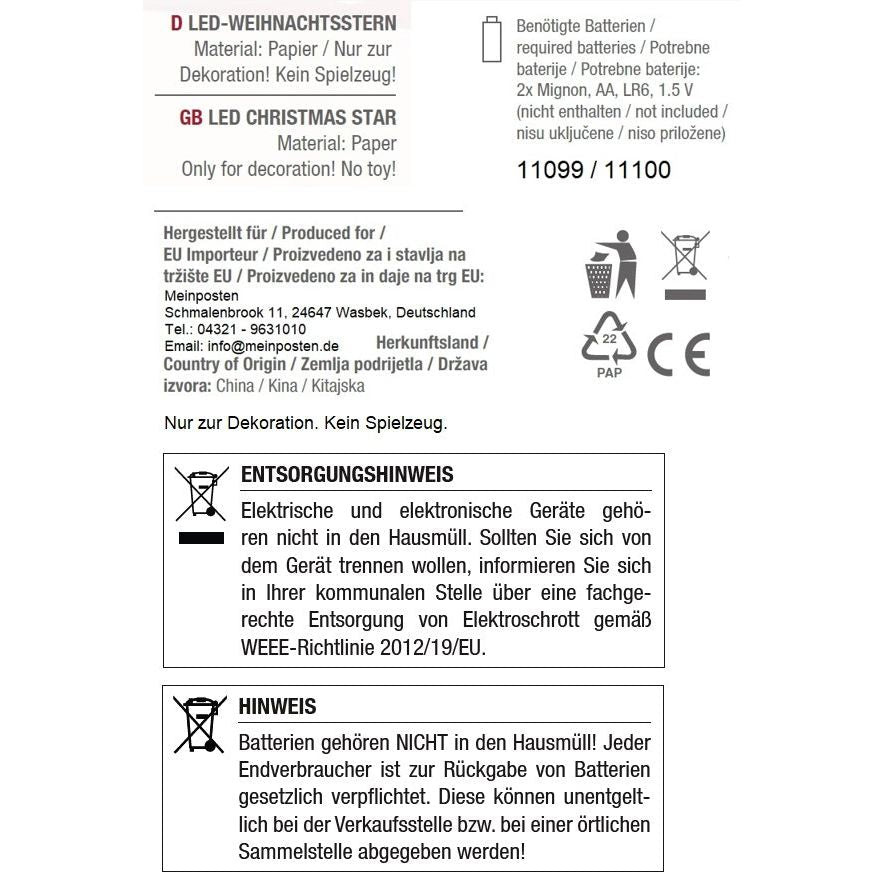 Sternleuchte Weihnachtsbeleuchtung LED Batteriebetrieben Weihnachtsdeko Stern