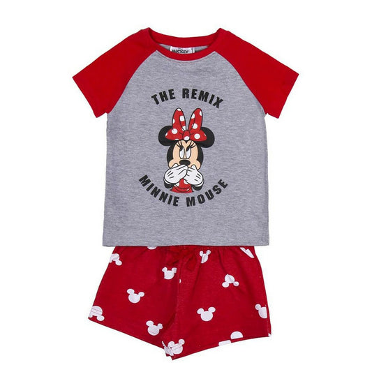 Sommerpyjama Minnie Mouse in Rot-Grau