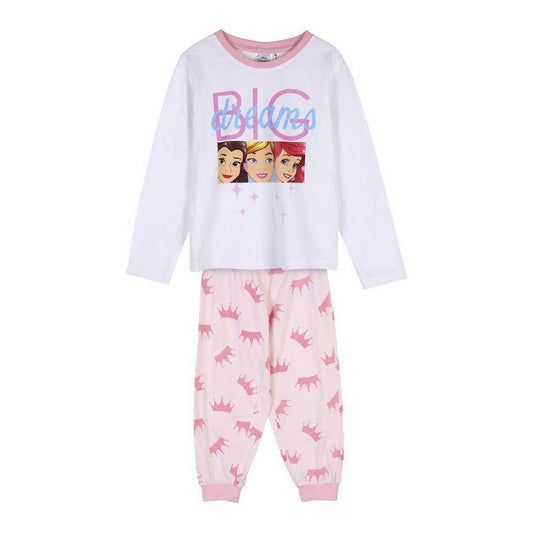 Kinderpyjama Disney Prinzessinnen in Weiß/Rosa – Märchenhafte Nächte für kleine Prinzessinnen