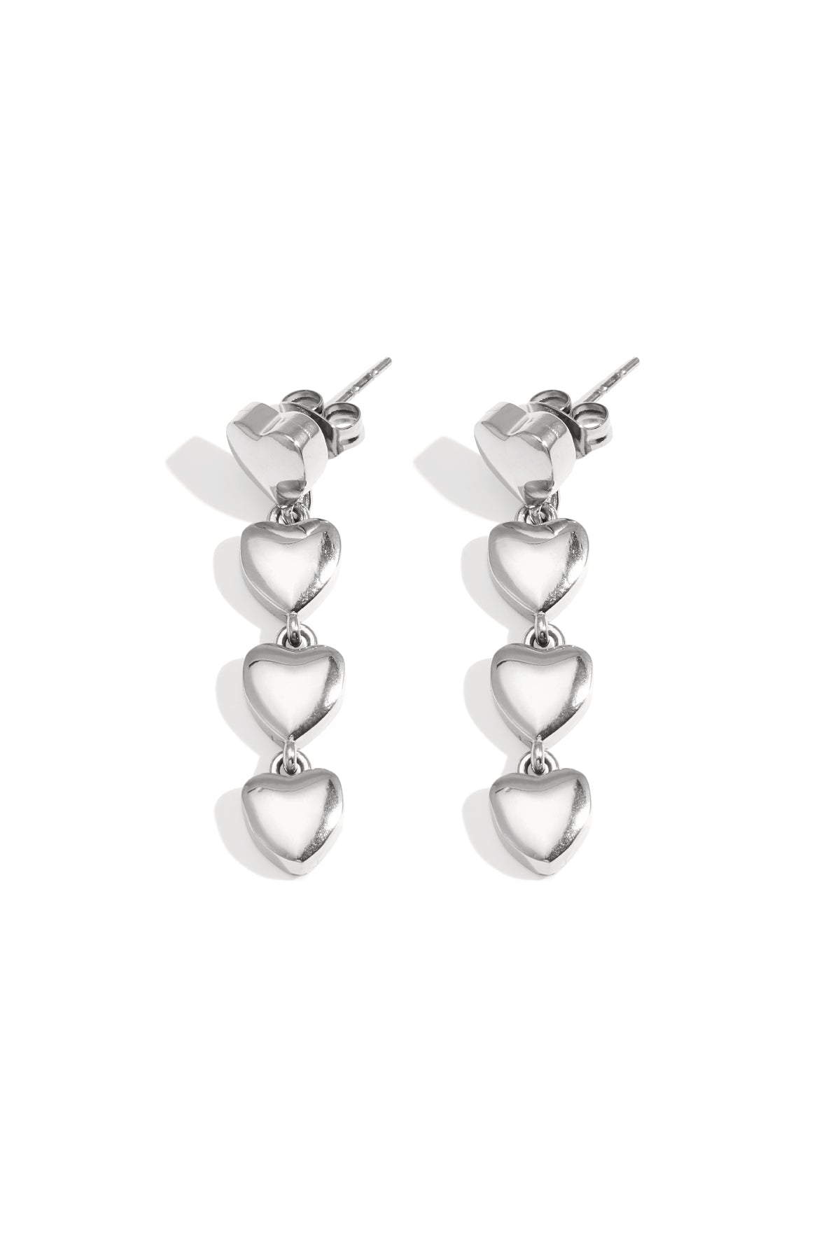 Edelstahl-Ohrhänger mit Herz-Motiv, lässig, täglich, einfache Serie, Damenschmuck