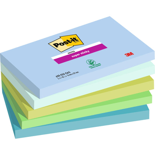 Post-it® Super Sticky Notes, 76 mm x 127 mm, 90 Blatt/Block, 100% PEFC