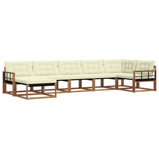 Outdoor-Sofagarnitur 21 pcs Natur und Creme Massivholz Akazie