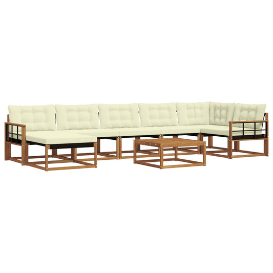 Outdoor-Sofagarnitur 22 pcs Natur und Creme Massivholz Akazie
