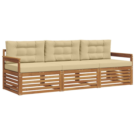 Outdoor-Sofagarnitur mit Kissen 3 pcs Natur und Beige