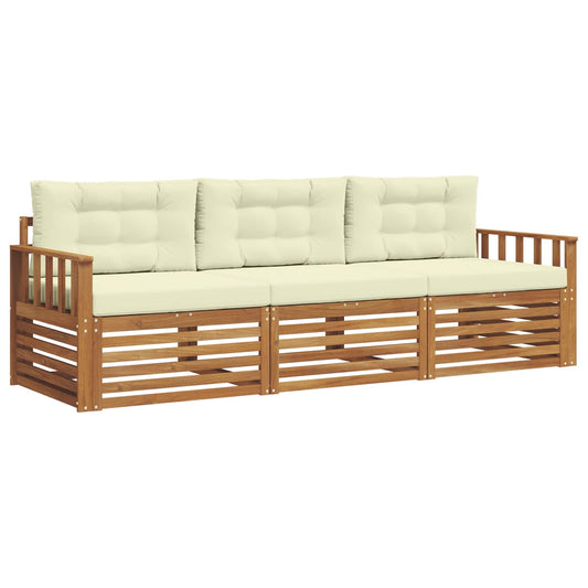 Outdoor-Sofagarnitur mit Kissen 3 pcs Natur und Creme