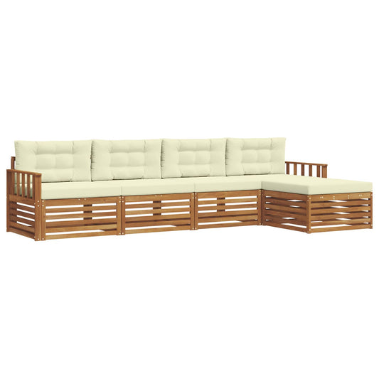 Outdoor-Sofagarnitur mit Kissen 5 pcs Natur und Creme