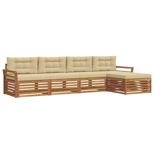 Outdoor-Sofagarnitur mit Kissen 5 pcs Natur und Beige