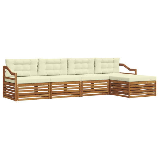 Outdoor-Sofagarnitur mit Kissen 5 pcs Natur und Creme