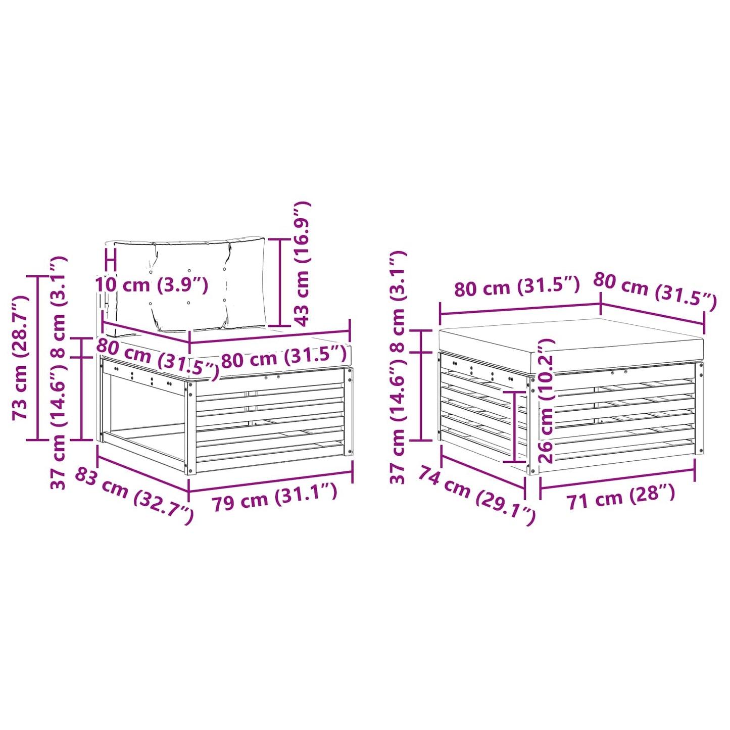 Outdoor-Sofagarnitur mit Kissen 5 pcs Natur und Beige