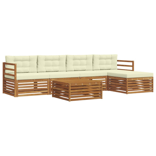 Outdoor-Sofagarnitur mit Kissen 6 pcs Natur und Creme