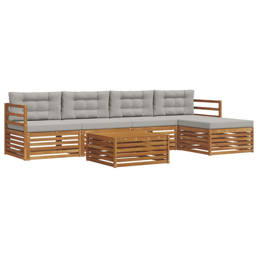 Outdoor-Sofagarnitur mit Kissen 6 pcs Natürlich und Hellgrau