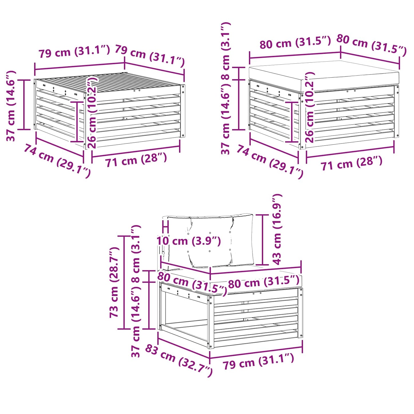 Outdoor-Sofagarnitur mit Kissen 6 pcs Natürlich und Hellgrau