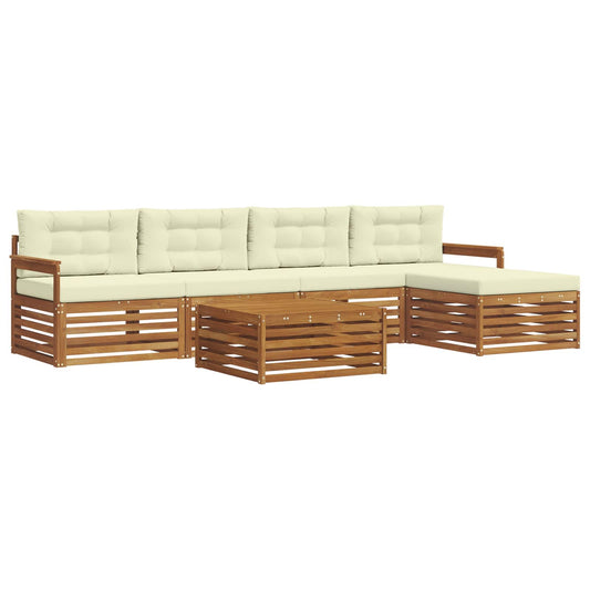 Outdoor-Sofagarnitur mit Kissen 6 pcs Natur und Creme