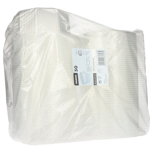 Starpak 50 Verpackungsbecher mit Klappdeckeln, PP transparent 8-eckig