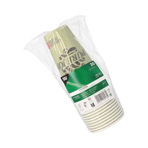 PAPSTAR 20 Trinkbecher, Pappe 0,3 l Ø 8 cm · 11,7 cm grün "Pure Joy" | Folie (20 Stück)