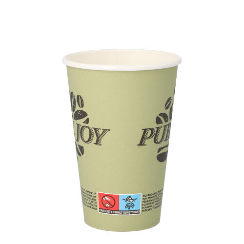 PAPSTAR 20 Trinkbecher, Pappe 0,3 l Ø 8 cm · 11,7 cm grün "Pure Joy" | Folie (20 Stück)
