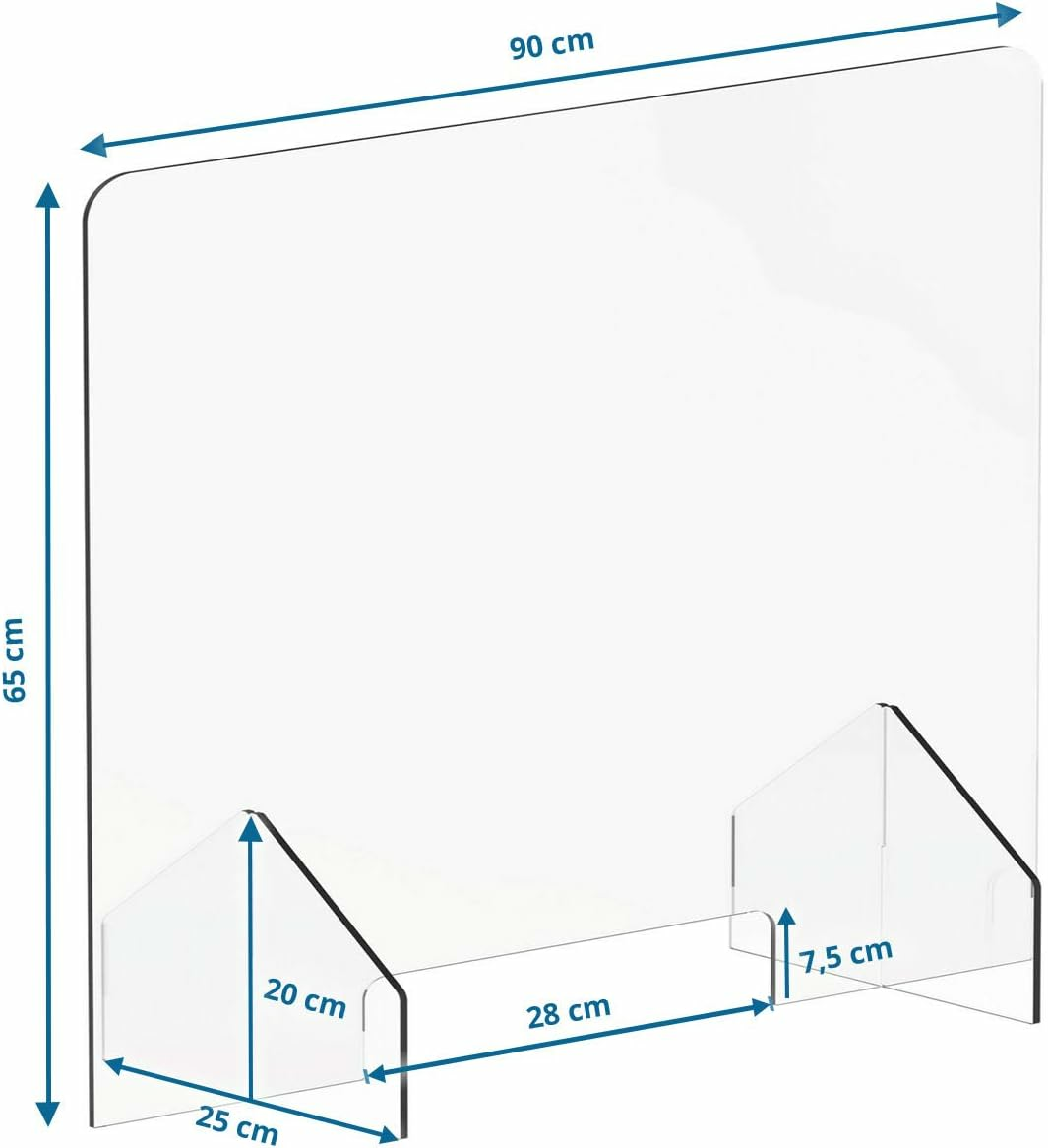 B-grade Hjh Office countertop display Cleanup III 90 x 65 cm acrylic partition, hygiene protection