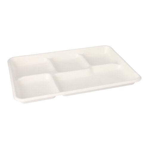 PAPSTAR 25 Menü-Trays, Zuckerrohr "pure" 5-geteilt weiss