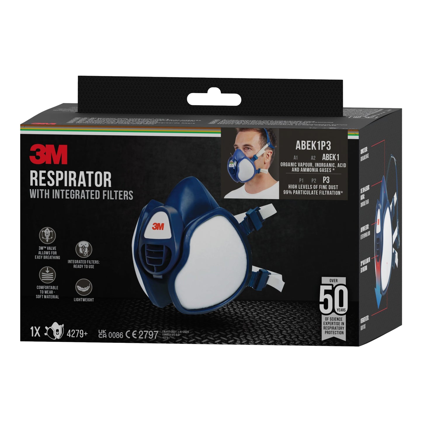 3M™ Atemschutzmaske mit integrierten Filtern