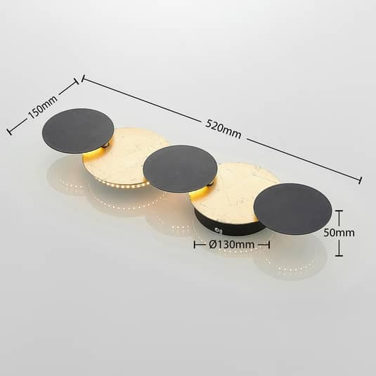 Lindby Grazyna LED veggljós, hönnunarlampi, svart, Gol789, á lager