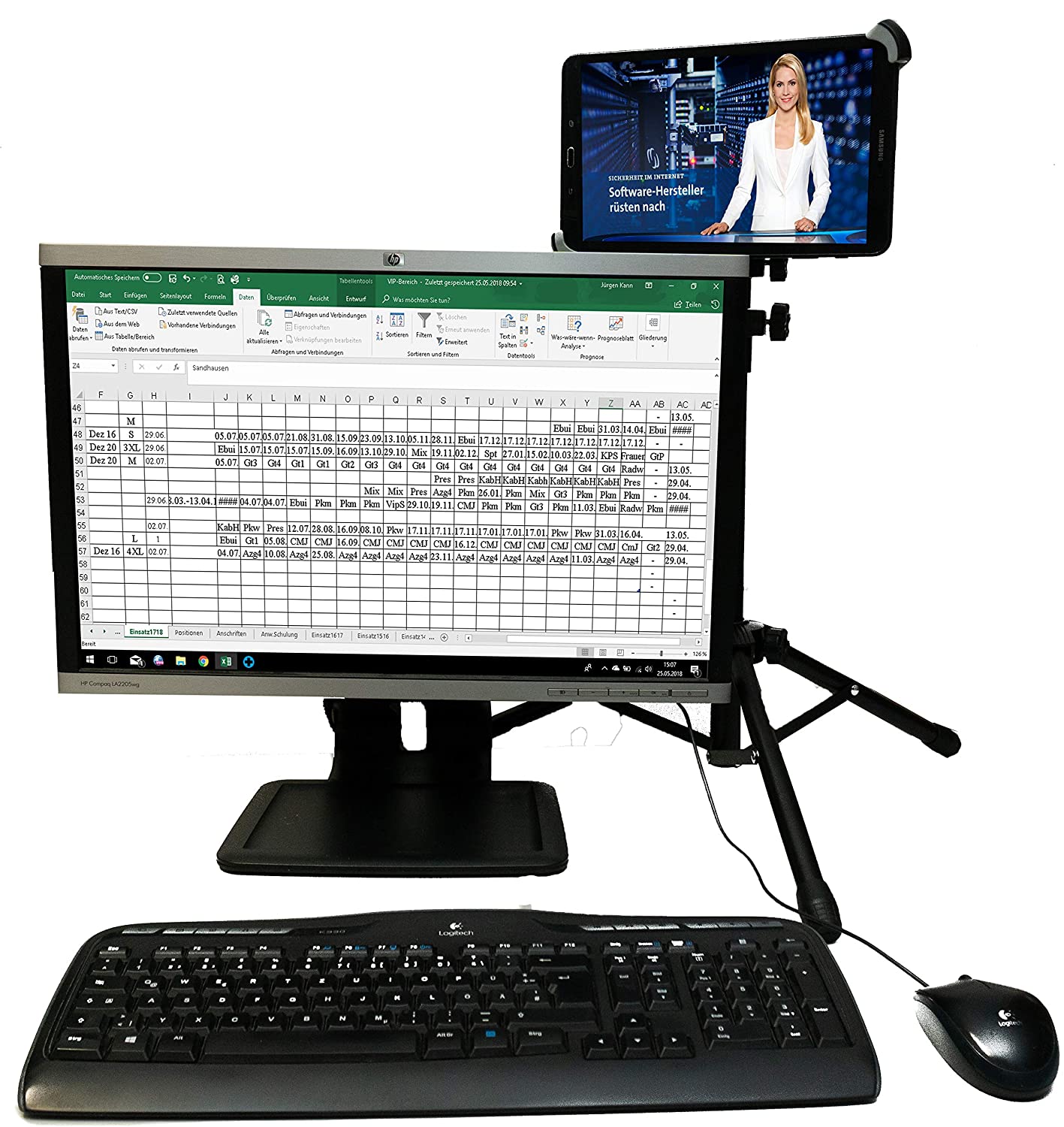 System-S Universaler Boden Ständer Stand Halter für iPad Pro 12.9 Zoll und Tablet PC 10-14.5 Zoll