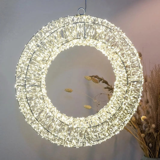 Kranz LED Timer Weihnachtskranz Türkranz Weihnachtsdeko warmweiß in&outdoor 38cm