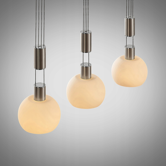 B-grade Lindby Aurell LED pendant lamp, 3-light, nickel finish