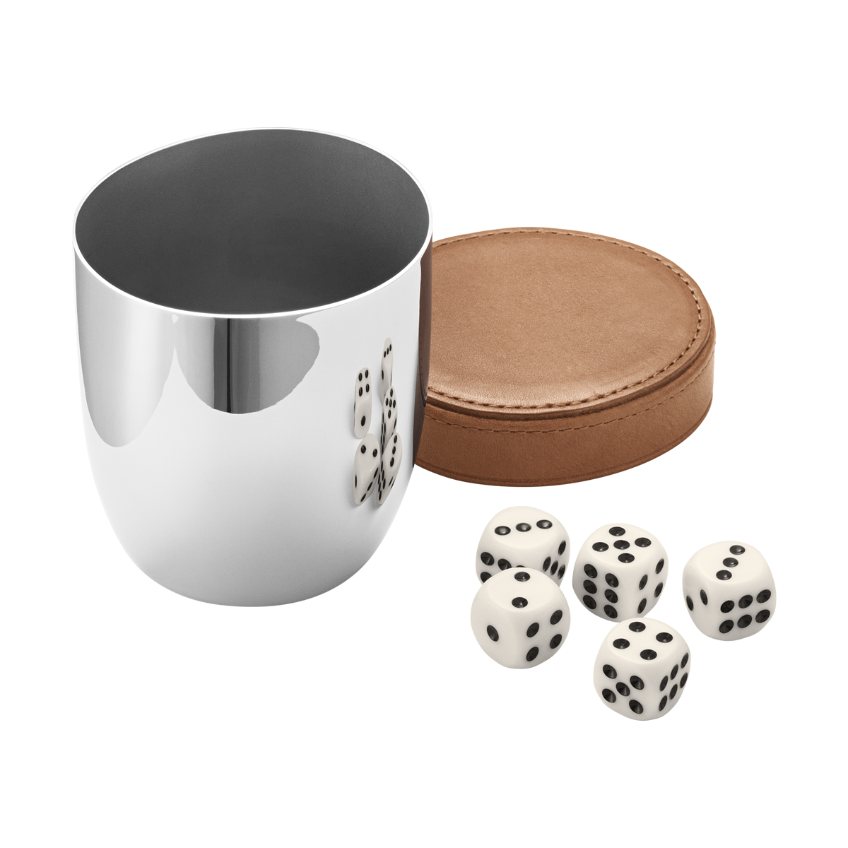 Würfelbecher mit 5 Würfeln SKY Edelstahl